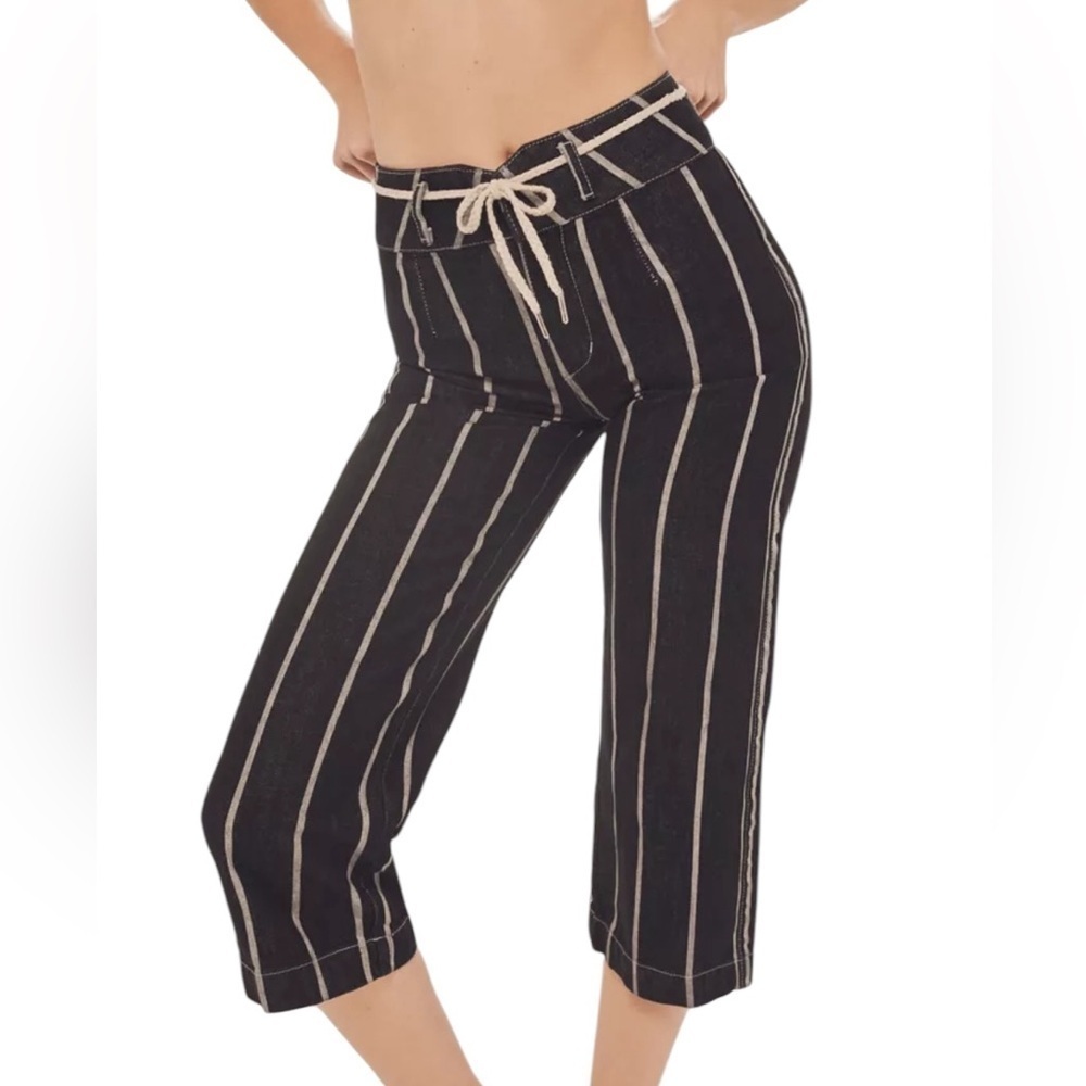 BDG Black and White Striped Cropped Denim Pants